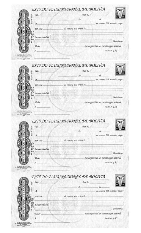 Letra de Cambio en Bolivia (formato) | Ejercicios de Biblioteconomía y