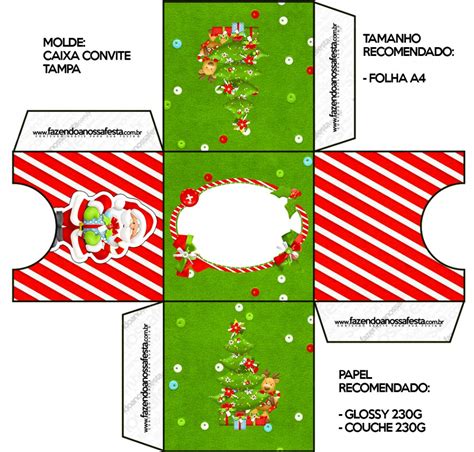 Convite Caixa Tampa Natal Vermelho E Verde Fazendo A Nossa Festa