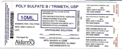 Polymyxin B And Trimethoprim Ophthalmic Solution Fda Prescribing