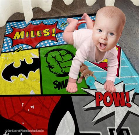 Personalized Toddler Blanket Kids Superhero Crib Bedding Boys - Etsy ...