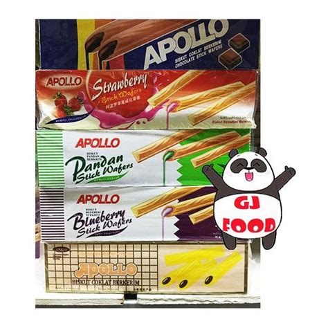 Apollo Wafer Stick Pandan Chocolate Strawberry Blueberry Cocoa