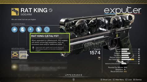 Destiny 2 How To Get Rat King Catalyst And Stats