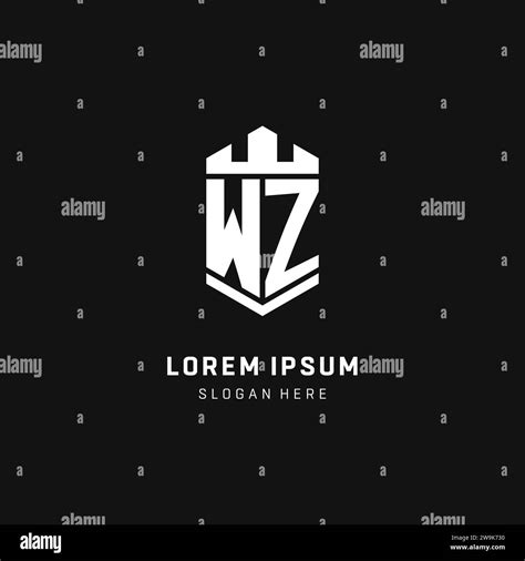 WZ Monogram Logo Initial With Crown And Shield Guard Shape Style Vector