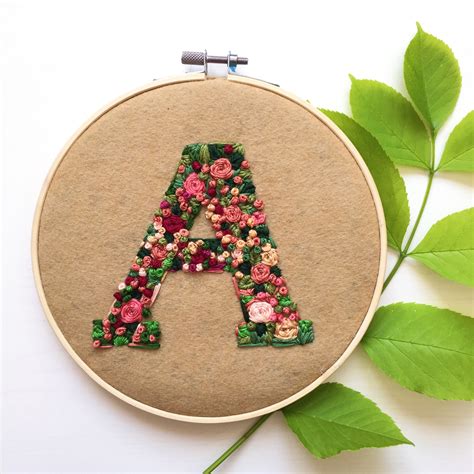 Custom Monogram Initial Embroidery Hoop Artcustom Letter Hand - Etsy