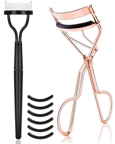 TPPICK Metal Eyelash Curler Kit with Mascara Applicator and Refill Pads ...