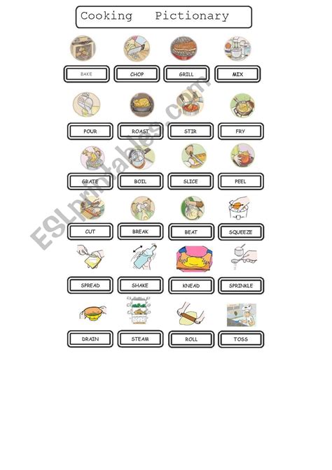 Cooking Pictionary ESL Worksheet By Mastolir