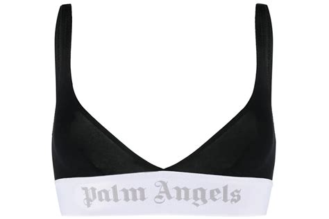 Palm Angels Logo Print Triangle Cup Bra Black Ss23 Us