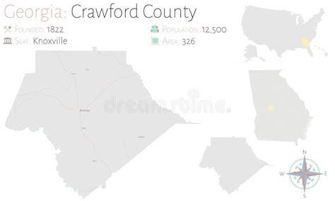 Map of Crawford County in Georgia Stock Vector - Illustration of ...