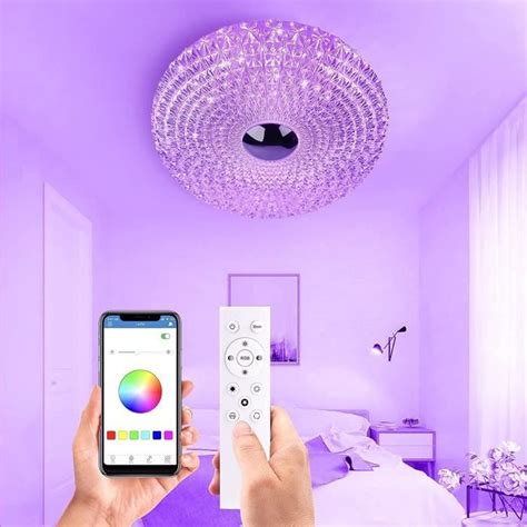 Plafonnier Led Rgb Dimmable Lustre Salon Chambre Avec T L Commande Et