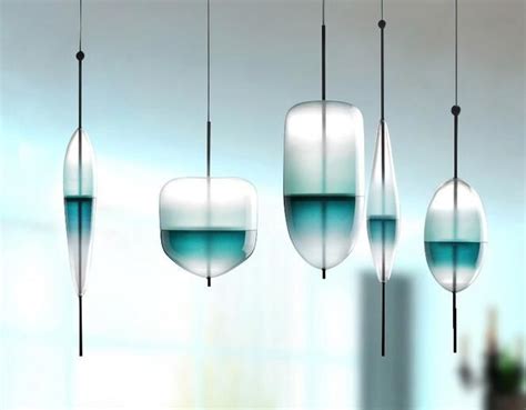 Blue glass pendant light