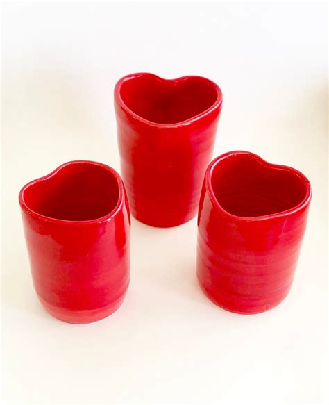 Red Vase Red Heart Vase Love You Vase Small Vase Cute Vase