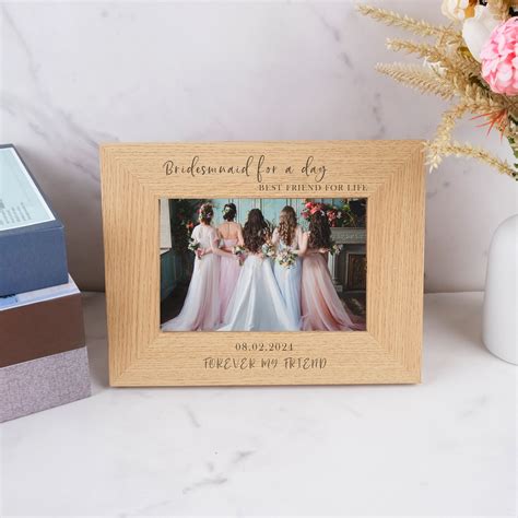 Personalised Bridesmaid Photo Frame,engraved Wooden Wedding Frame