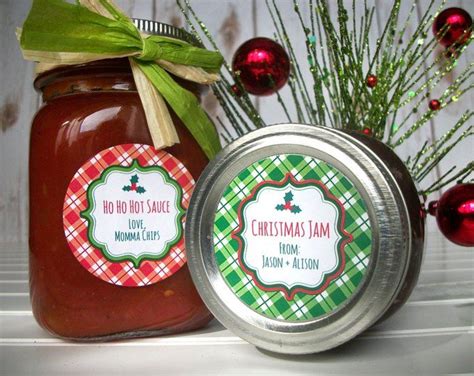 Custom Plaid Christmas Canning Jar Labels Red And Green Holiday Mason Jar Labels And T