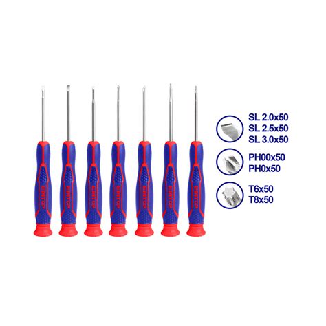 JUEGO DE 7 DESTORNILLADORES DE PRECISION CAJA DE PLASTICO MANGO