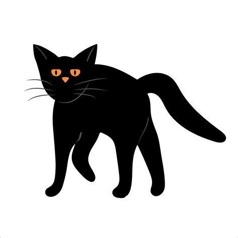 Halloween Black Cat Flat Vector Illustration Isolated Object On White