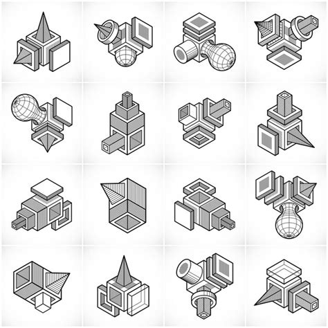 Premium Vector | 3d designs, abstract vector shapes set.