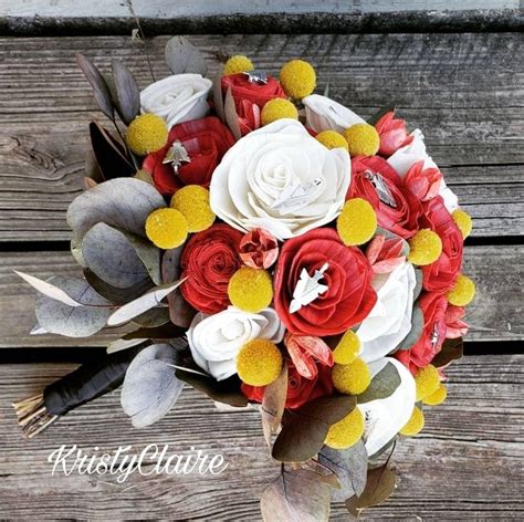 Kansas City Chiefs Inspired Bridal Bouquet, Red, Yellow, White ...