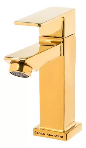 Torneira De Banheiro Lavabo Luxo Metal Dourada Ouro Moderna