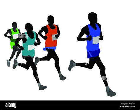 Grupo De Corredores De Maratón Siluetas Vector Imagen Vector De Stock