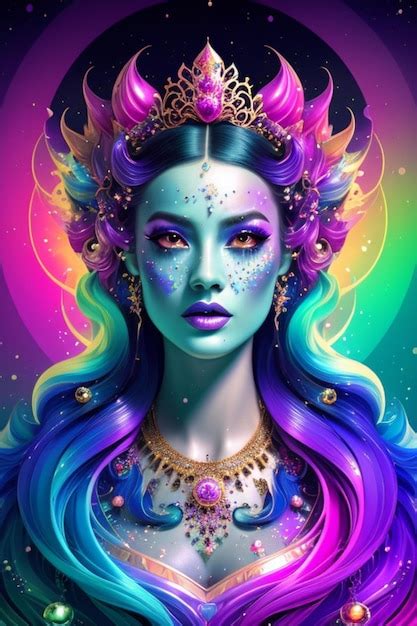 Premium AI Image Princess Nebulosa Galaxy Splash Art Style Portrait