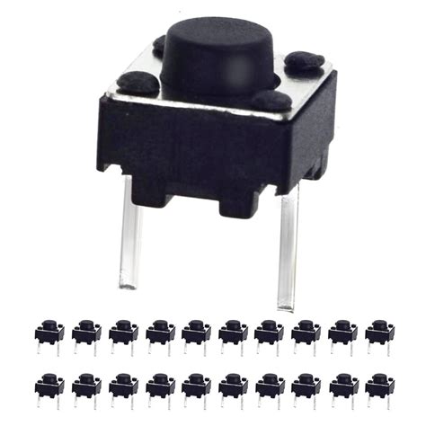 QTEATAK 20 Pcs 6mm 2 Pin Momentary Tactile Tact Push Button Switch