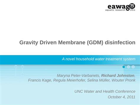 Pdf Gravity Driven Membrane Gdm Disinfection Membran Rohwasser