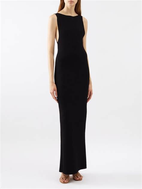 Khaite Evelyn Boat Neck Jersey Maxi Dress Black Editorialist