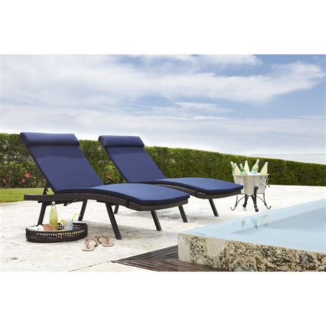 Lowes Woven Chaise Lounge Sold In Eaches Show With Sunbrella Navy