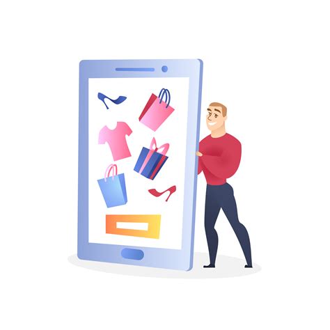 Businessman Character Selling Clothes via Internet 662154 Vector Art at