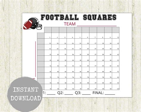 Football Squares Game Super Bowl Squares Super Bowl Game 2024 Super