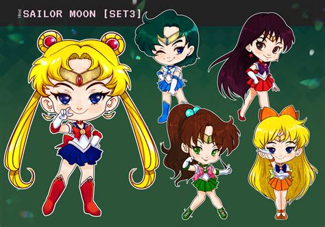 Cute Chibi Sailor Moon Characters Clipart : Instant Download, PNG File 300 Dpi - Etsy