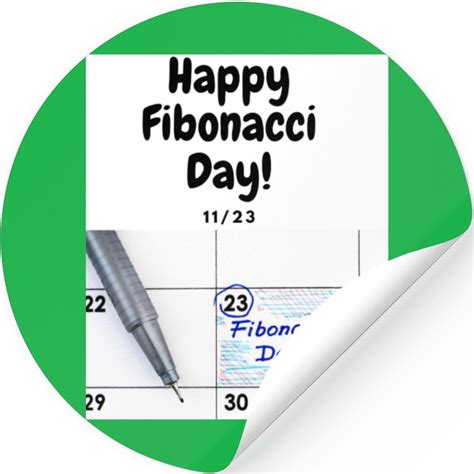 Happy Fibonacci Day Stickers Designed & Sold By Cristina Santos