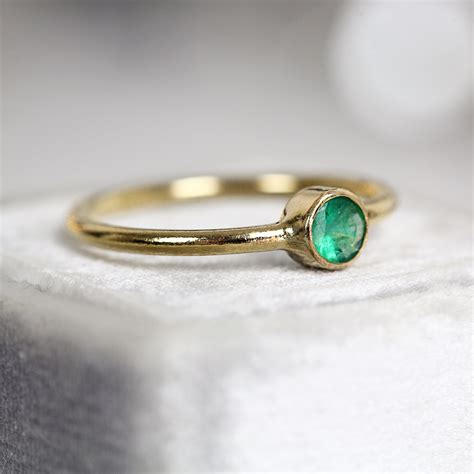 Minimalist Emerald Engagement Ring Columbian Emerald Solitaire Ring Gold