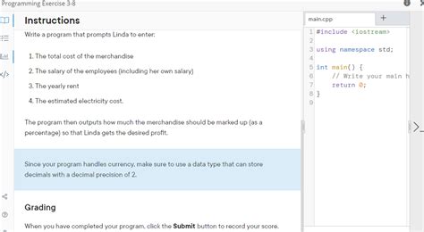 Solved Programming Exercise 3 8 I Instructions Main Cpp Chegg