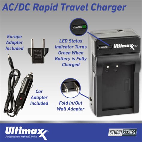 Ac Dc Rapid Travel Charger For Camera Video Camera Batteries Ultimaxx