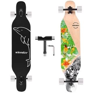 42 in. Green Longboard Skateboard Drop Through Deck Complete Maple Cruiser Freestyle, Camber ...