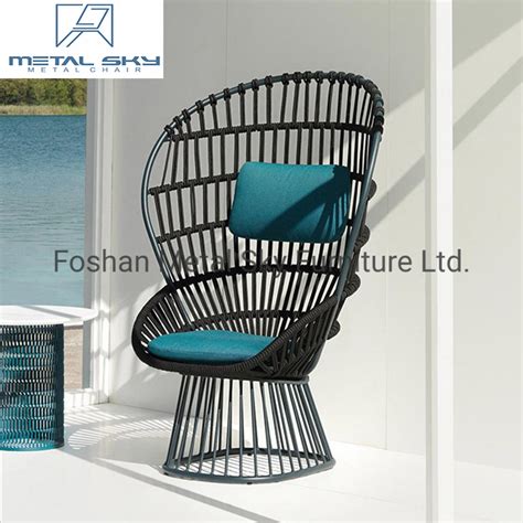 Outdoor Wicker Rope Metal Courtyard Garden Hotel Restaurant Rattan