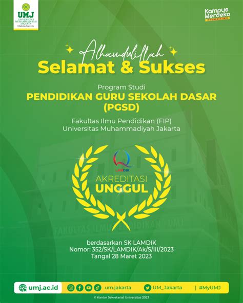 Selamat Kepada Prodi Pendidikan Guru Sekolah Dasar PGSD FIP UMJ