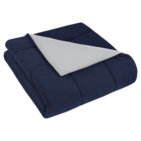 Mainstays Reversible Ultra Soft Solid Comforter In A Bag Navy Twin Twin Xl