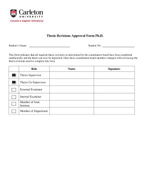 Fillable Online Gradstudents Carleton Thesis Revision Approval Form Phd