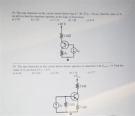 Solved 19 The Pnp Transistor In The Circuit Shown Below Has