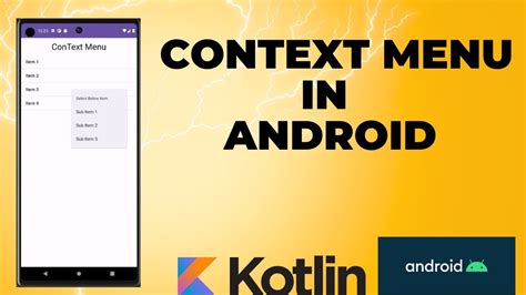 Context Menu In Android Kotlin Android Studio Tutorial Quick