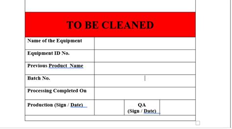 Sop For Status Labeling Of Equipment And Product Pharma Dekho