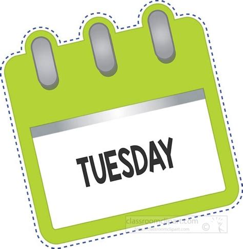 Calendar Clipart Day Of The Week Calendar Tuesday Green