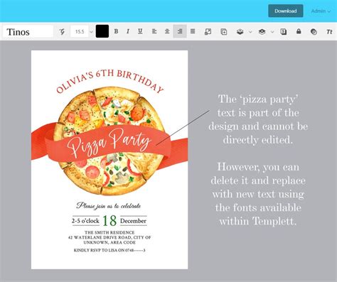 Pizza Party Kids Birthday Invitation, Pizzeria Birthday Invite, Digital ...