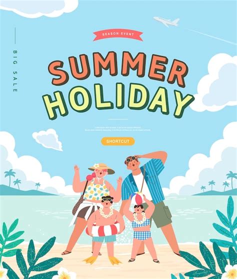 Premium Vector Summer Vacation Web Banner Illustration