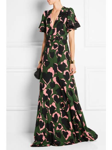 Gucci Embellished Printed Silk Gown Net A Porter Com