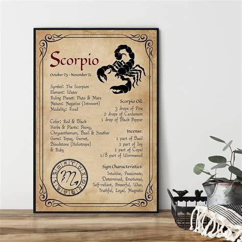 Vintage Metal Tin Sign Scorpio Knowledge Poster Scorpio Poster Zodiac Lover T