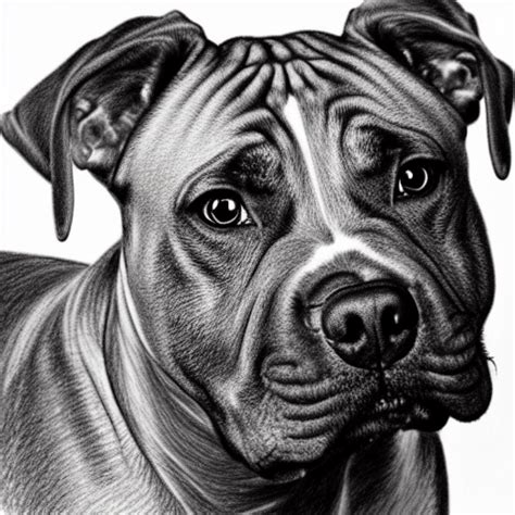 Realistic Drawing of a Brindle Pitbull · Creative Fabrica