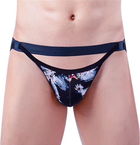 Men S Assless Sexy Thongs Hollow Out Naughty Briefs Print Graphic